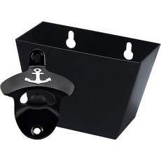 항해 애호가를 위한 캡 캐처 배수 구멍이 있는 블랙 앵커 병따개 벽걸이 맥주 탑따개, 항해 애호가를 위한 캡 캐처 배수 구멍이 있는 블랙 앵