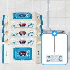 [단독구성/밀대 증정 이벤트] 물걸레청소포 먼지 바닥 청소물티슈 대형 4팩 120매 + 밀대 사은품, 4팩+밀대