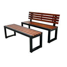 학교 공원 평 야외용 단지 조경 벤치, 블랙프레임 월넛 2.0m
