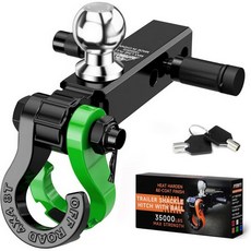 오토봇 트레일러 히치 볼 마운트3/4인치 회수 셰클 및 잠금 핀 포함와 2인치 견인 수신기에 적합 빨간색, 초록, 1개