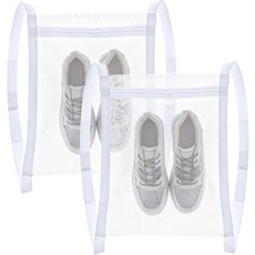 2Pcs 신발 세탁기 가방 및 건조기용 세탁 재사용 가능한 스니커즈 세탁망 스트랩 지퍼 건조기 액세서리 14.9 x 16.5 인치