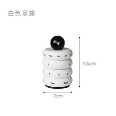 可旋轉日曆 樹脂台曆 桌面擺件, 1個, 純白黑球