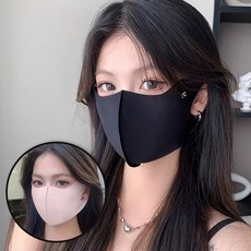 1+1 통기성 좋은 쿨링 3D 입체 기미 마스크 자외선 차단 골프 운동, 블랙+핑크, 1개