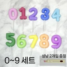 생일숫자초 귀여운 컬러 케이크초 올넘버 세트 월별기념 촬영, 15g, 1개, 0~9세트+성냥2개입