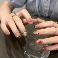 小紅書爆款穿戴甲高級感貓眼水鑽美甲甲片長輕奢純欲穿戴式指甲片, 1個, BY1469金斑領結:手工甲XS碼#10片/袋