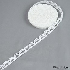 레이스원단 흰색 레이스 우유 실크 수용성 자수 리본 트림 패브릭 바느질 의류 액세서리 수제 DIY 공예 5 야드, 06 C06-width 1.1cm, 1개
