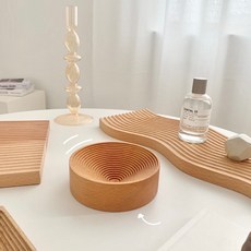 質感水波紋木托盤 美食拍照道具 飾品收納 居家裝飾 麵包砧板 蠟燭托盤, D. 15*3 cm