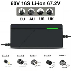 67.2V 2A 3A 5A 리튬 배터리 충전기 16S 60V 이온 팩에 적합 고속 커넥터 자전거, 03 번들 4, 03 2A, 01 67.2V 16S charger