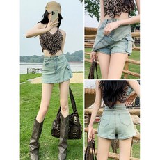 칩썬데이 여성 슬림핏 A라인 하이웨스트 카고 미니스커트 치마 바지