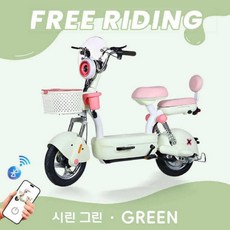 여성 전동스쿠터 전동 오토바이 출퇴근 전동바이크 전기자전거, 48Ah 그린 500W 블루투스 약 100km