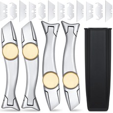 WILLBOND 4세트 고정 블레이드 Navajas 루핑 튼튼한 상어 비닐 나이프 유틸리티 나이프 블레이드 교체 루핑 도구 카펫 블레이드 커터 실내 실외용(실버), WILLBOND 4세트 고정 블레이드 Navajas 루