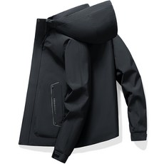 美式休閒口袋軟殼衝鋒衣外套, XL 建議體重（62.5-70 公斤）, 黑色