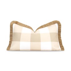 Hofdeco Premium Coastal Patio 실내 실외 요추 베개 커버만 포함 30.5cm x 50.8cm(12인치 x 20인치) 발수 뒷마당 소파용 탠 자수