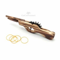 코코피넛 연발 우드 고무줄총 1P 장난감총, 고무줄건