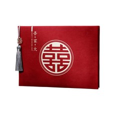 好買先生 結婚禮金簿 簽到 中國風 結婚用品, 1個, 經典圓喜款〚橫版/1本〛, 紅色