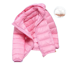 셀럽당 청소년 남녀 공용 화이트 오리털 패딩 후드 탈부착 점퍼 가벼운 패딩 오리털 점퍼