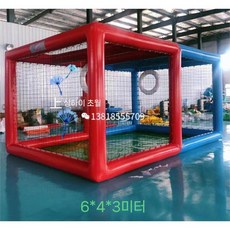 드론 축구 경기장 에어바운스 비행 레이싱 대결 장애물 프레임, 빨강 파랑 6x4x3m (공기 펌프)
