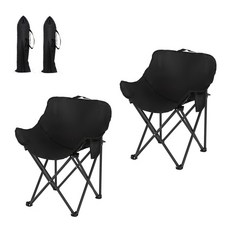 안노억 접이식 캠핑의자 로우백 경량 문체어 초경량 휴대용 솔캠, 블랙, 2개