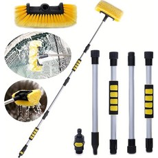 긴 손잡이가 있는 157.5cm(62인치) 세차 브러시 부드러운 플로우 스루 빗살이 있는 확장 가능한 워시 브러시 자동차 트럭 RV SUV 보트 및 야외 청소용 호스, 1개