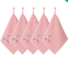 포송타월 오코텍스인증 레빗고리 어린이집 고리수건, 핑크, 5개