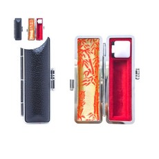 가죽도장케이스 도장케이스 인주내장 도장집 파우치, 레드