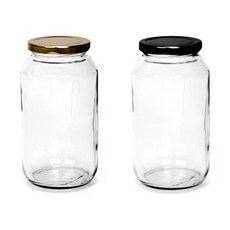 굿라이프미 유리용기 원형 850ml(골드뚜껑)+850ml(블랙뚜껑) 보관용기 양념통 공병, 굿라이프미 유리용기 원형 850ml(골드뚜껑)+850m