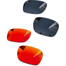 오클리 실라스 OO9448 57mm 선글라스용 편광 교체 렌즈 2769715, 2 쌍, 검정 + 불꽃 빨강
