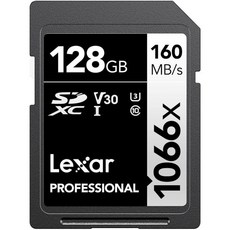 Lexar 128GB Professional 1066x SDXC 메모리 카드 UHSI C10 U3 V30 FullHD 4K 비디오 최대 160MBs 읽기 DSLR 및 미러리스, 3) 128GB - 카드, 1개