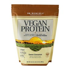 DR. MERCOLA 無糖植物性蛋白粉, 甜肉桂, 690克, 1個