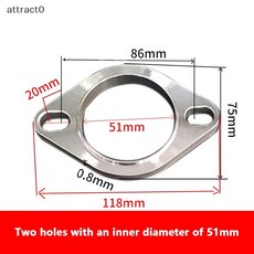 【五金工坊 開發票】51mm 64mm 76mm 接頭配件通用不銹鋼排氣消聲器法蘭排氣管連接 精品熱銷, 1個