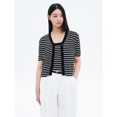 브랜드정품 에잇세컨즈 8SECONDS 스트라이프 반소매 가디건 카디건 블랙 263276