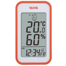 TANITA TT-559 溫濕度計 大螢幕顯示 舒適表情符號 時鐘日曆 壁掛磁吸兩用, 橘色, 1個