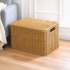 나띵베럴 내츄럴 뚜껑 라탄 수납 바구니 빨래 옷장 장난감 정리함, 베이지