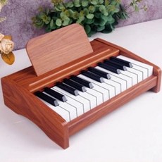 兒童鋼琴 迷你鋼琴 鋼琴37鍵電子琴 木質小鋼琴 37鍵兒童木質小鋼琴, 【25鍵】電池版-棕色-幼兒啟蒙首選, 1個