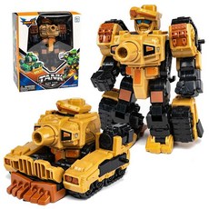 변신 로봇 킹콩 메카 전쟁 신 탱크 비행기 완구, 1개, 탱크 옐로우