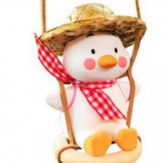 [3개] 피규어 인형 그네타는오리 실내장식 악세사리 차량용, 3개, 밀짚핑크