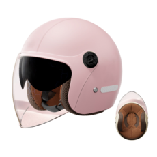 JODDA 국가 표준 3C 인증 전동차 헬멧 오토바이 헬멧 보온 안전모 이중 선글라스, 핑크색/융털을 두껍게 하다