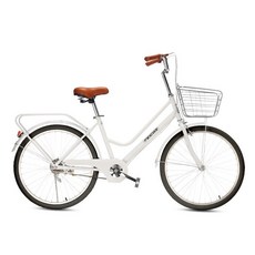 통학용 출퇴근용 여성용 클래식 바구니 자전거 22 24 26인치, 1개, 169cm, 화이트 22인치