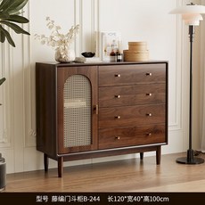 라탄 서랍장 거실 정리함 레트로 캐비넷 바구니 보관함 원목 등나무 가구 수납장, 1.2m 라탄도어 수납장 단문 4서랍형