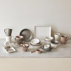 LENANSE Hwyghe 6人餐具組 40入, 1套, 餐具 11種, 奶油色 + 玫瑰粉 + 灰色