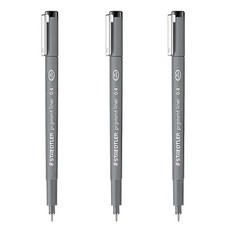 스테들러 피그먼트 라이너 308 잉크펜/드로잉, 0.4-검정, 3개입