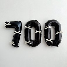 파티몬 블랙 숫자 풍선 발레코어 리본 셀프 백일 촬영 소품 용품, 1개, 7. 블랙숫자풍선+리본세트-700