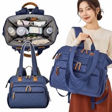 미쓰백 3WAY 기저귀 대용량 백팩 보냉 방수 유모차 캐리어 거치 출산 국민 아기 가방, 블루