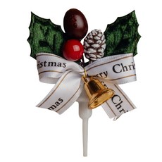 크리스마스 케이크 토퍼 장식 데코 클레이 리스 토퍼 픽 50개입, 화이트리본나뭇잎(LF-03), 50개