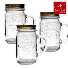 보르미올리 콰트로 스타지오니 핸들자 유리저장병 투명, 415ml, 3개