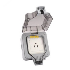 偉益直銷 戶外防水防塵插座 3孔電源插座 USB充電 IP66級防水牆壁插座 戶外插座防水盒面板, 1個, 一位美標三孔（含防水殼）
