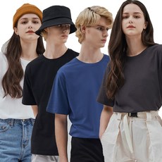 標準版型圓領短袖T恤, 白色+黑色+炭灰色+藍色