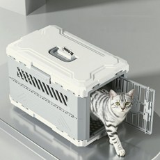 8LOME 접이식 강아지 고양이 이동장 켄넬 기내반입 케이지 캔넬방석 포함 Full Set, 1세트, 화이트그레이