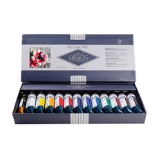 時代中西畫材 美捷樂 Mission 鈦級 Gouache 不透明水彩 15ml 12色/34色 盒裝套組, 12色 盒裝套組
