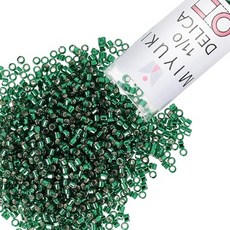 미유키 델리카 비즈 실버 라인 그린 Miyuki Delica Seed Beads – Size 11/0 (1.6 mm) DB0148 Silver-Lined Green 7.2